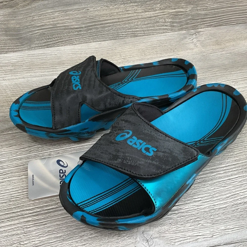 Asics Men's Lyashi Stability P210Y Electric Blue Sandals Size 7 US NEW